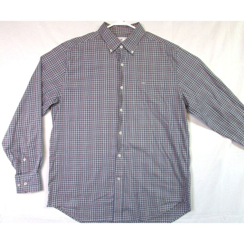 Southern Tide Classic Fit Men's Large Button Down Long Sleeve Check Blue & Pink